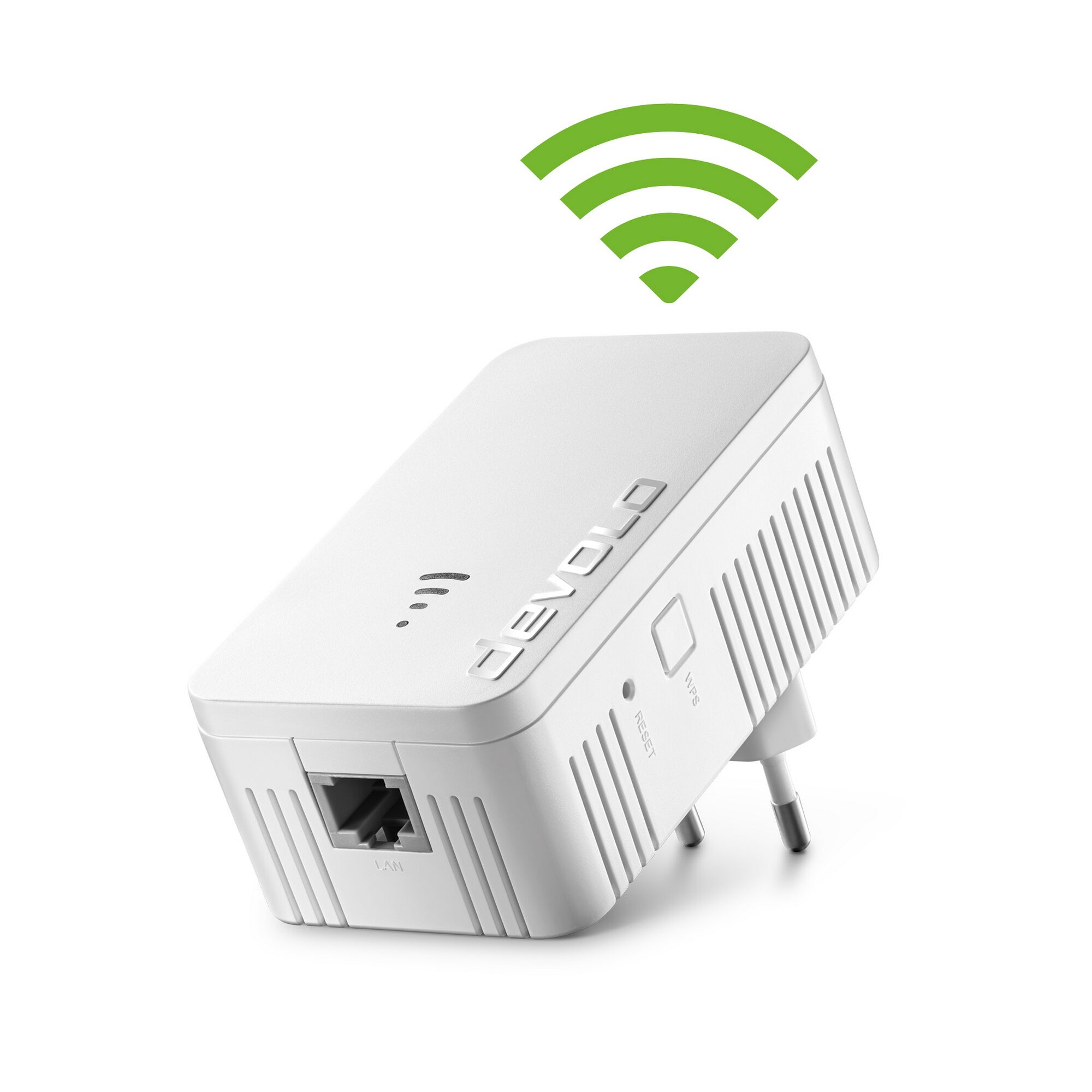 devolo WLAN Repeater mit grünem WLAN-Symbol