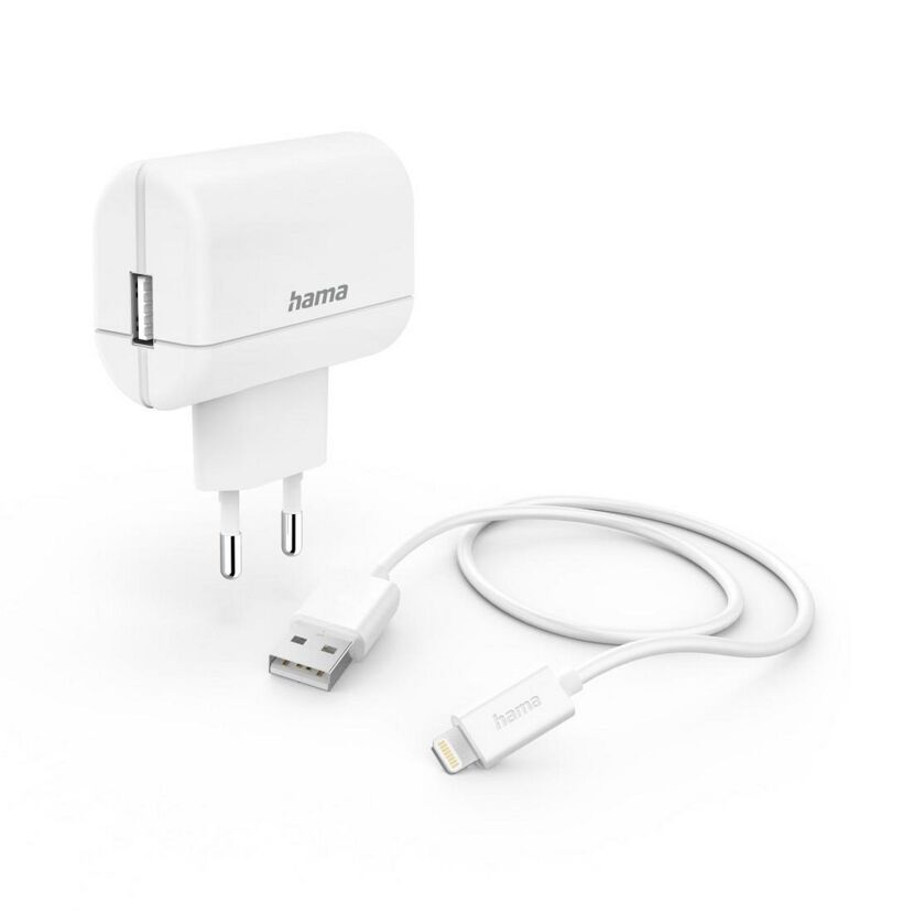 Hama Ladeset 2,4 A, weiß, mit Lightning-Kabel