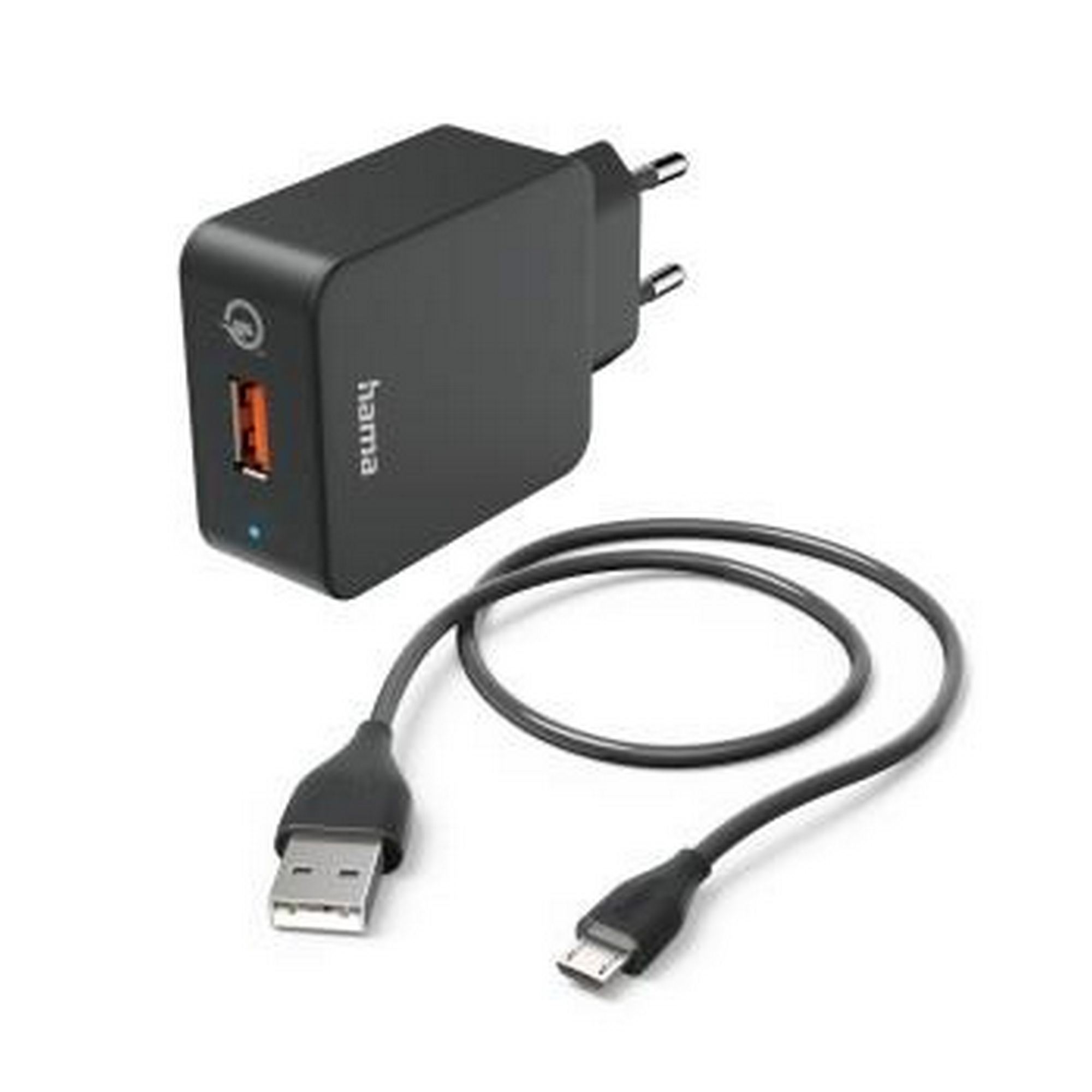 Schnellladegerät schwarz mit Ladekabel Micro-USB Qualcomm 19,5 W + product picture