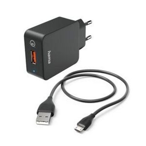 Schnellladegerät schwarz mit Ladekabel Micro-USB Qualcomm 19,5 W
