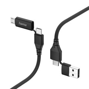 Multi-Ladekabel 4-in-1 schwarz USB-C/USB-A mit USB-C/Micro-USB 1,5 m