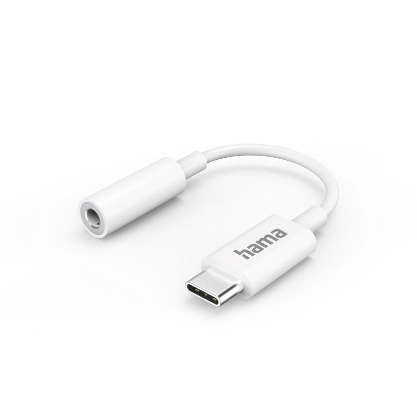 Weißer Hama USB-C-auf-3,5-mm-Klinken-Adapter