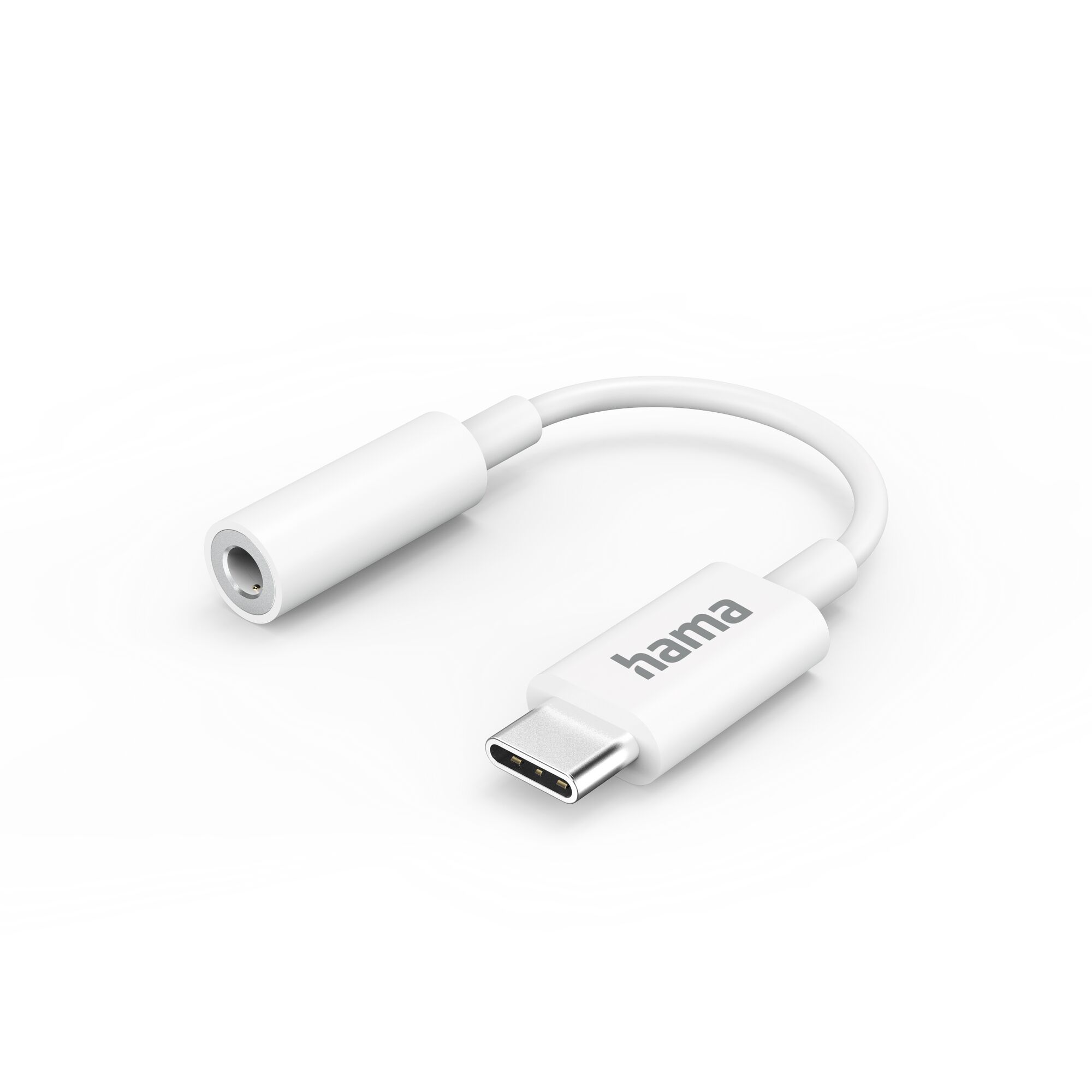Weißer Hama USB-C-auf-3,5-mm-Klinken-Adapter