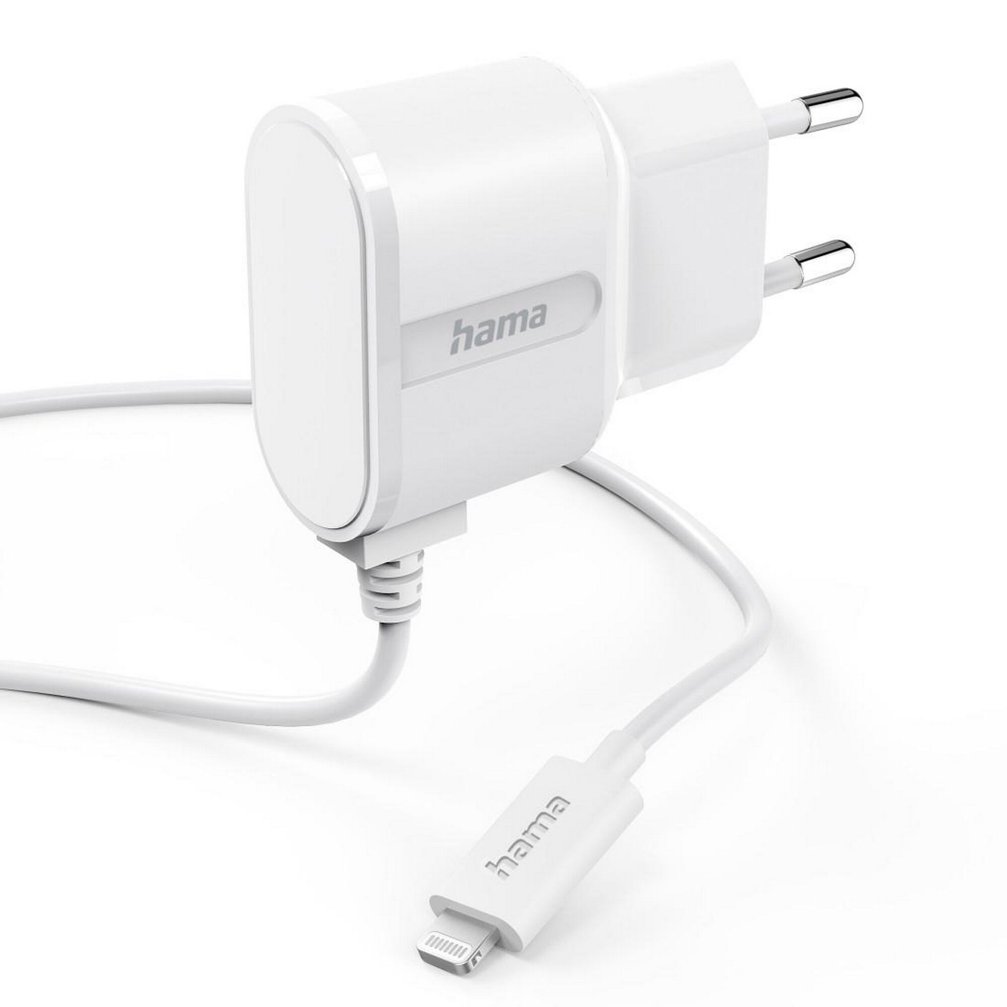 Weißes Hama Lightning-Ladegerät mit Kabel