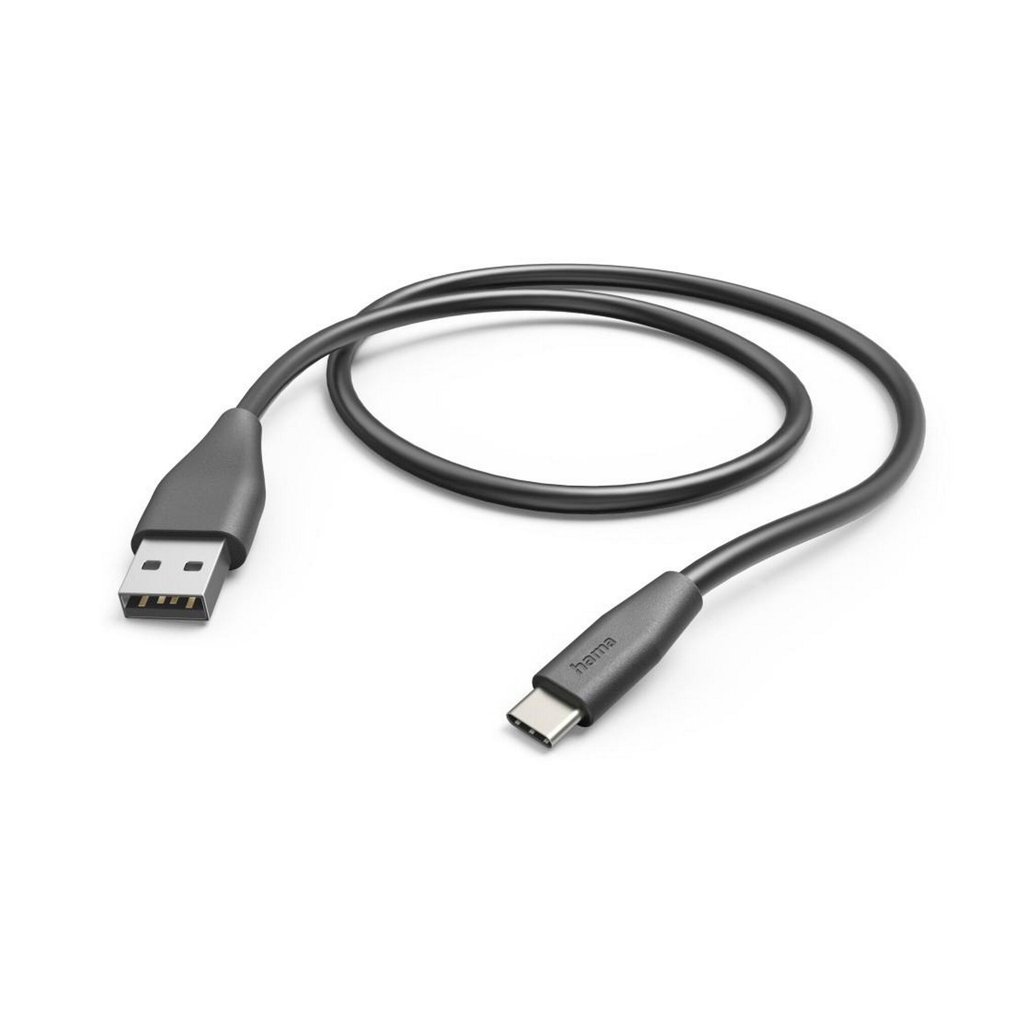 Schwarzes Ladekabel von Hama mit USB-A- und USB-C-Anschluss