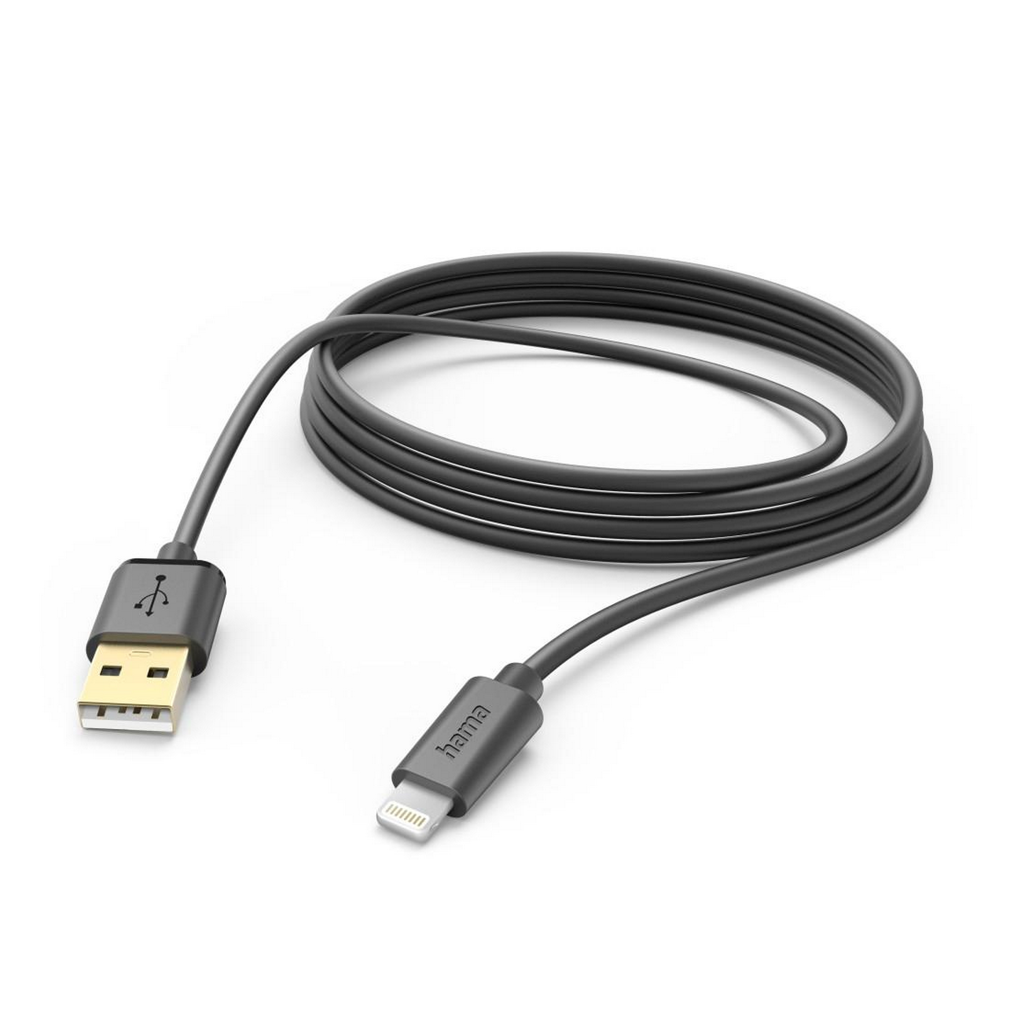 Ladekabel schwarz USB-A mit Lightning 3 m + product picture
