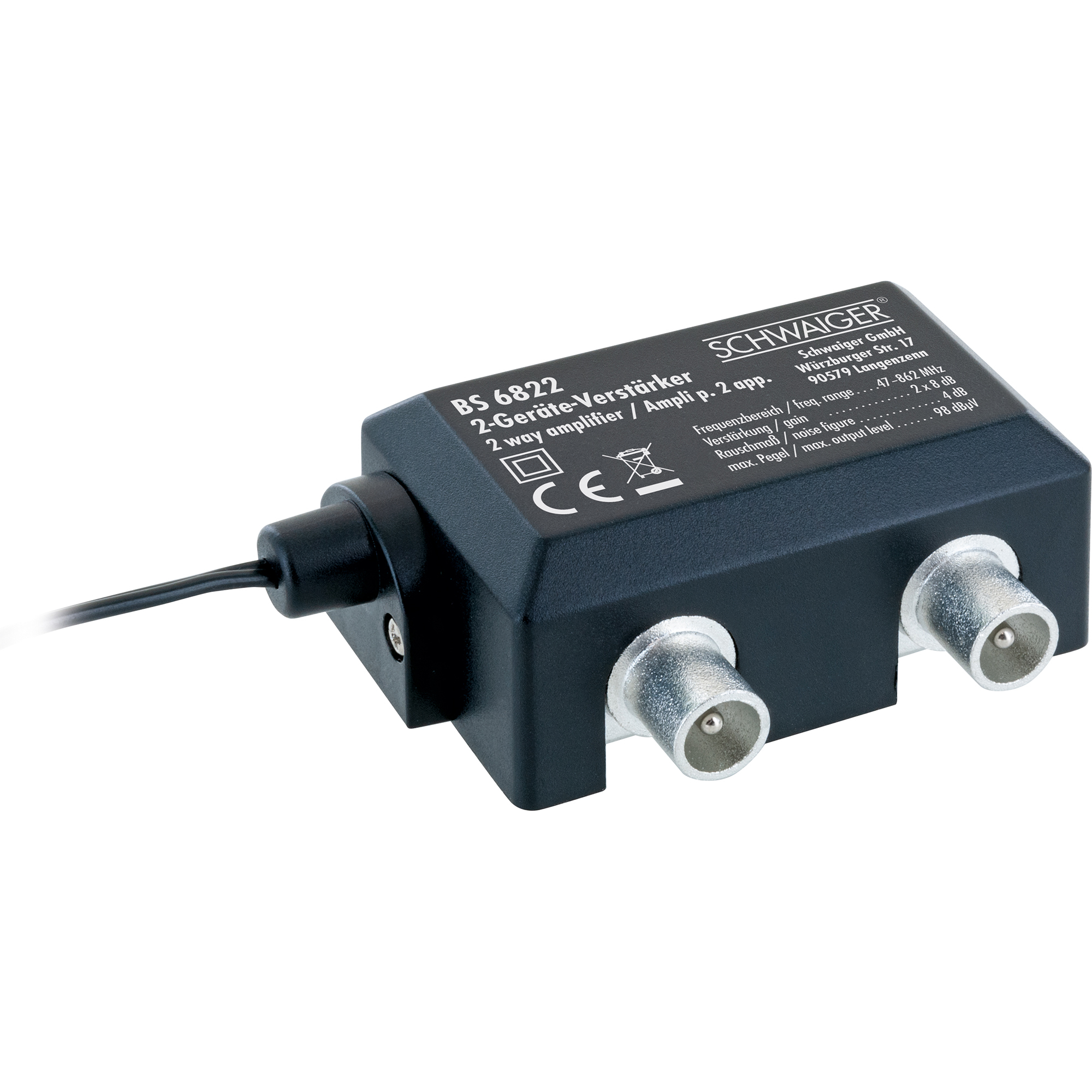 Zweigeräteverstärker 'BS6822 531' für Antennenanschlüsse 2 x 8 dB