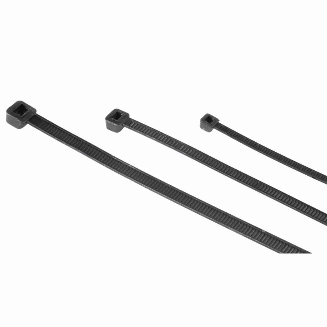 Drei schwarze Kabelbinder