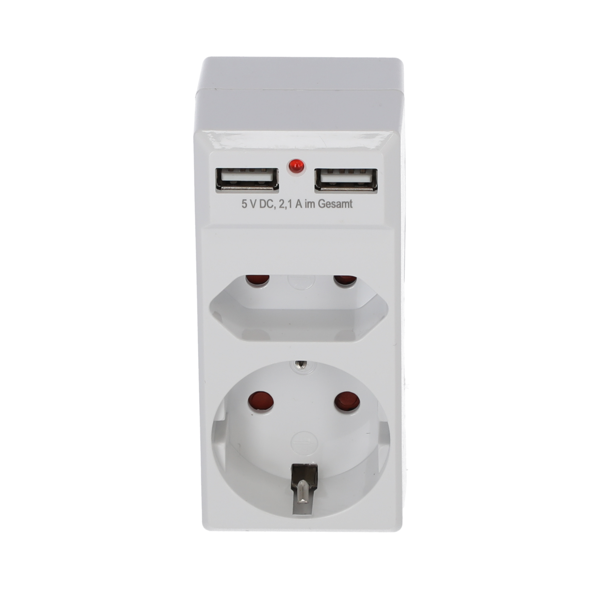 Steckdosenadapter weiß mit 2 USB-Ports 2-fach