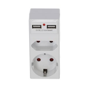 Steckdosenadapter weiß mit 2 USB-Ports 2-fach