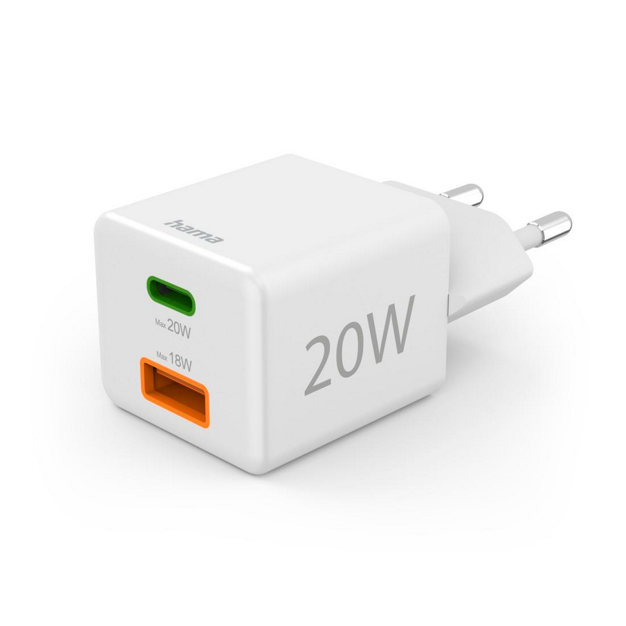 Schnellladegerät PD weiß 20 W, USB-C PD/USB-A QC + product picture