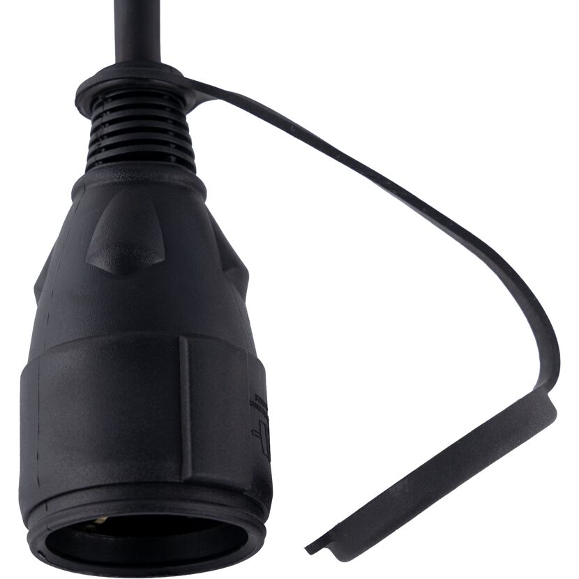 Schwarzer Caravan-Adapter mit Schutzkappe