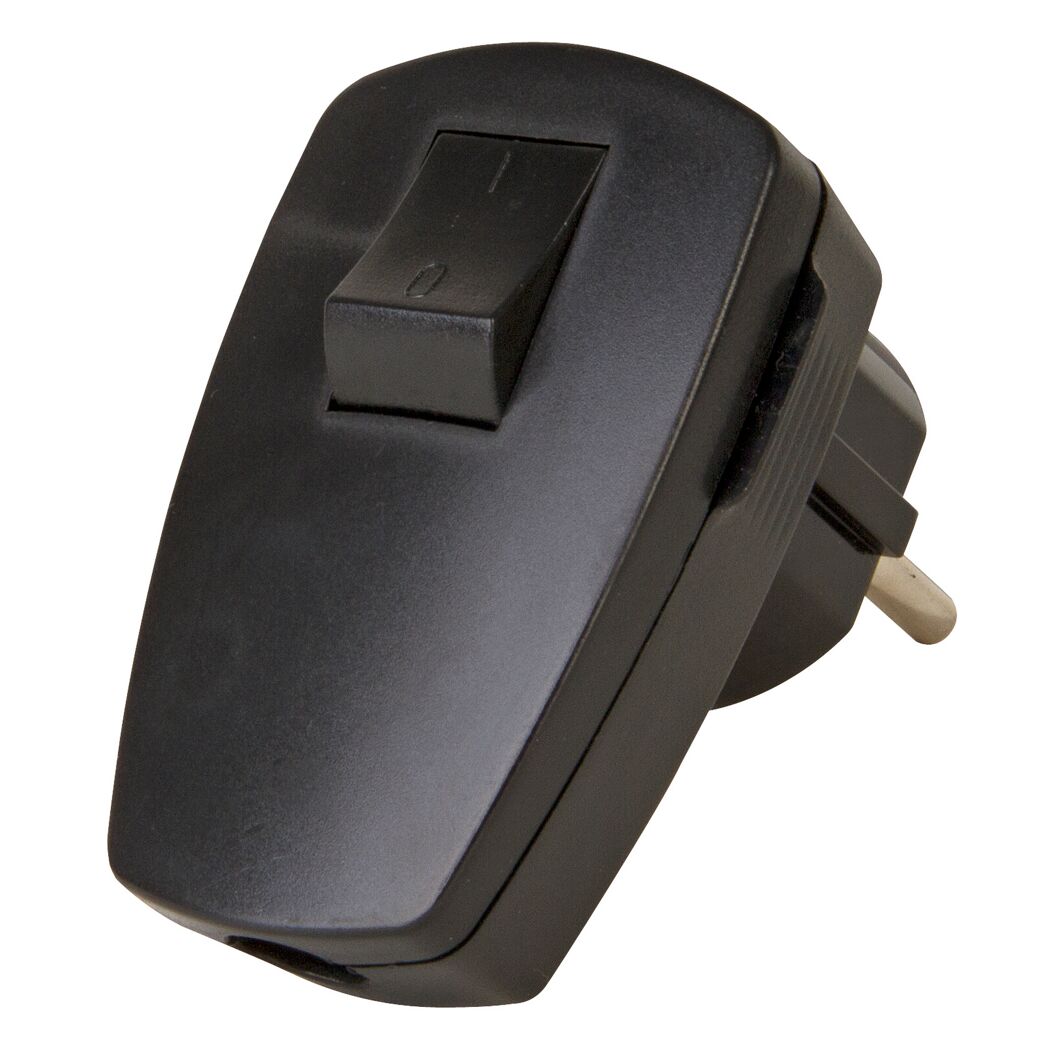Schwarzer Stecker mit Schalter