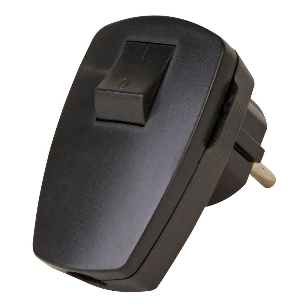 Schwarzer Schukostecker mit Schalter