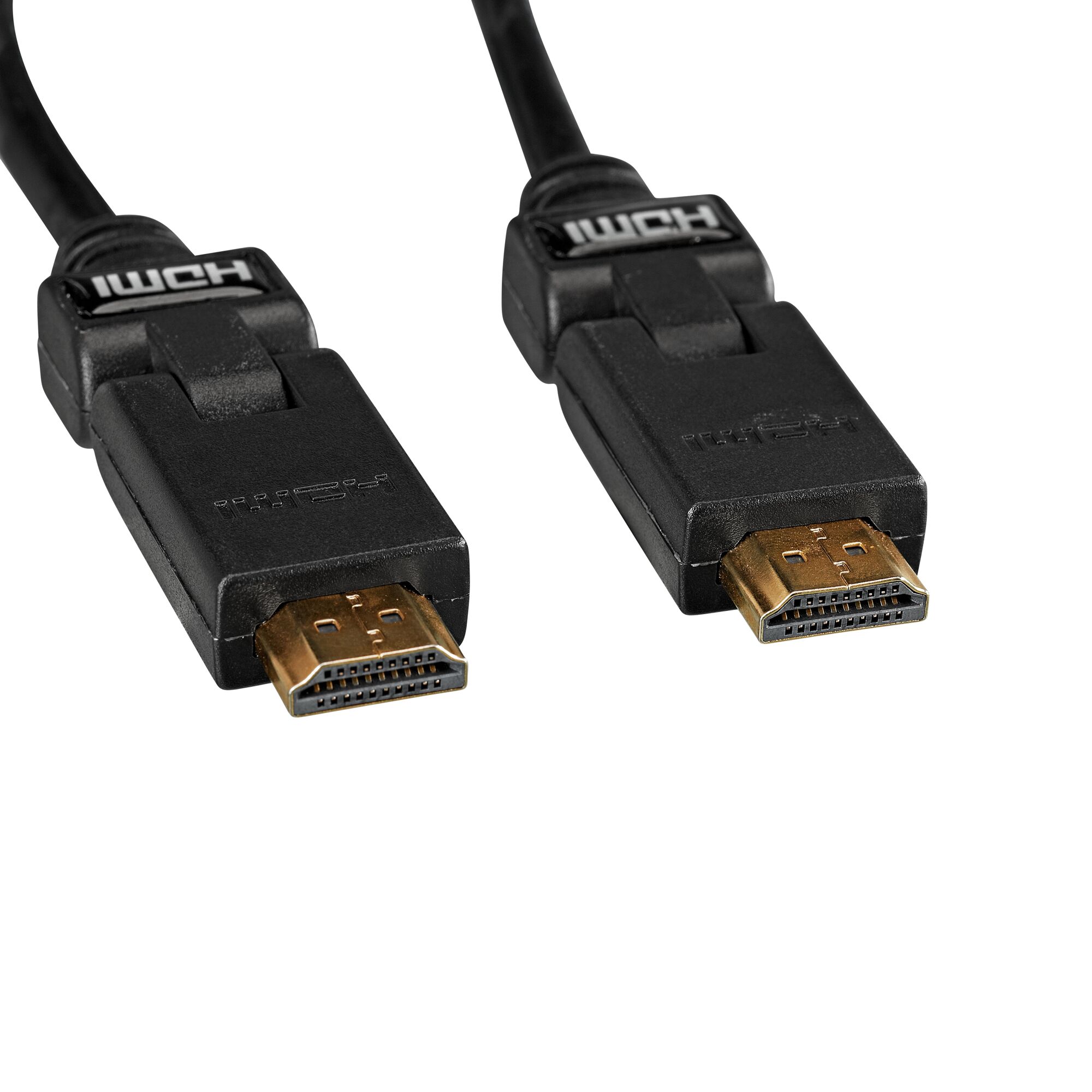 Zwei schwarze HDMI-Kabel mit vergoldeten Steckern