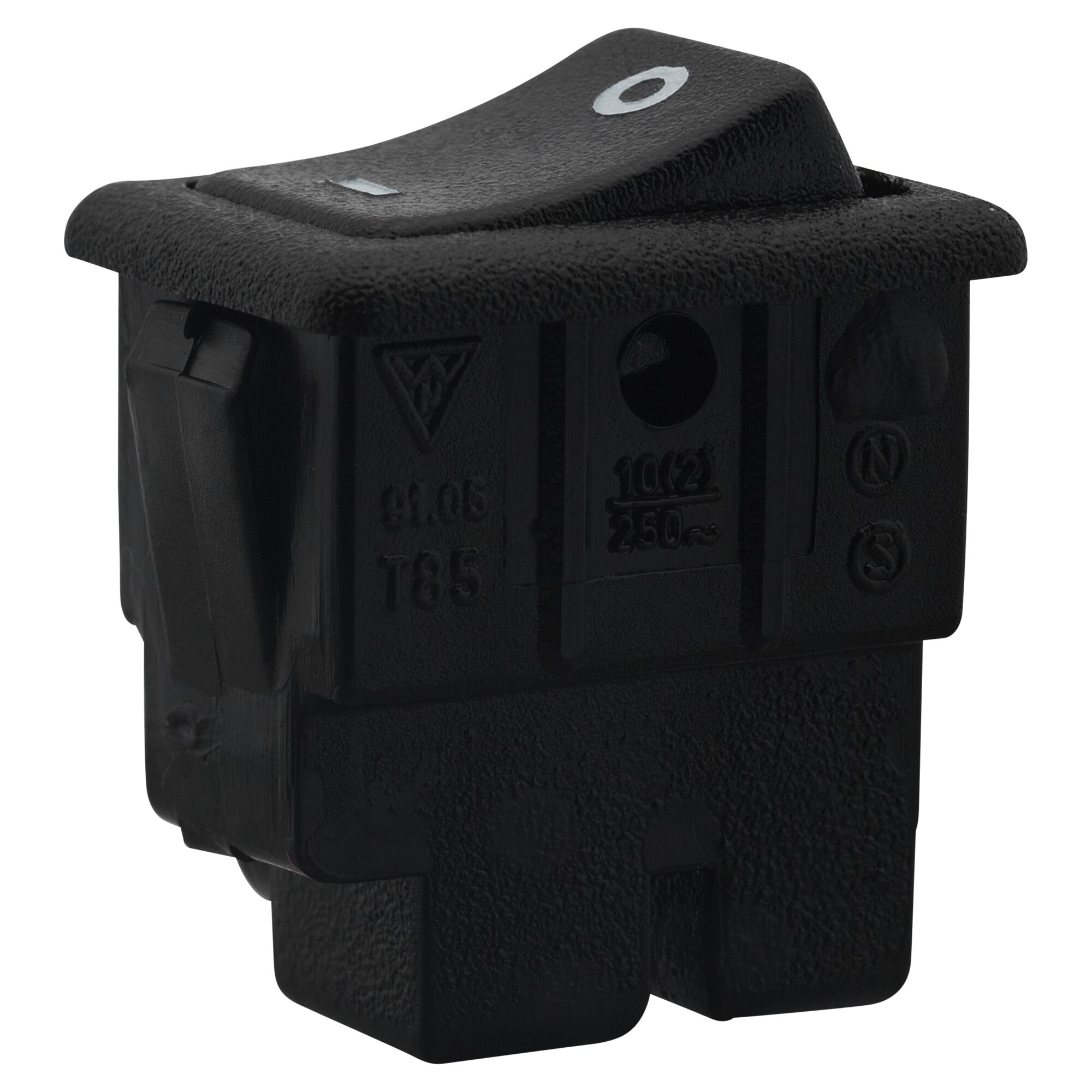 Ein schwarzer Wippschalter.