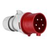 Roter CEE-Stecker mit fünf Stiften
