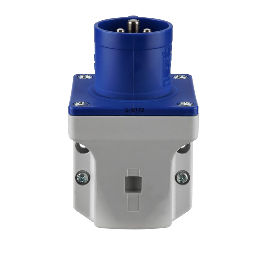 Blauer Caravan-Wandstecker