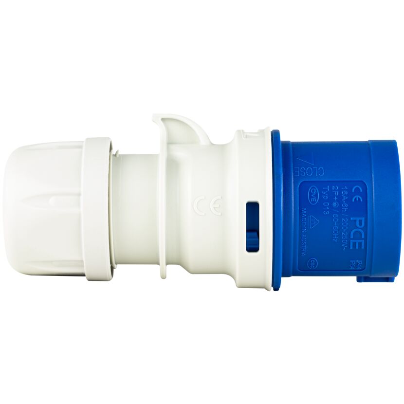Blau-weißer Caravan-Stecker, 3-polig, 16A