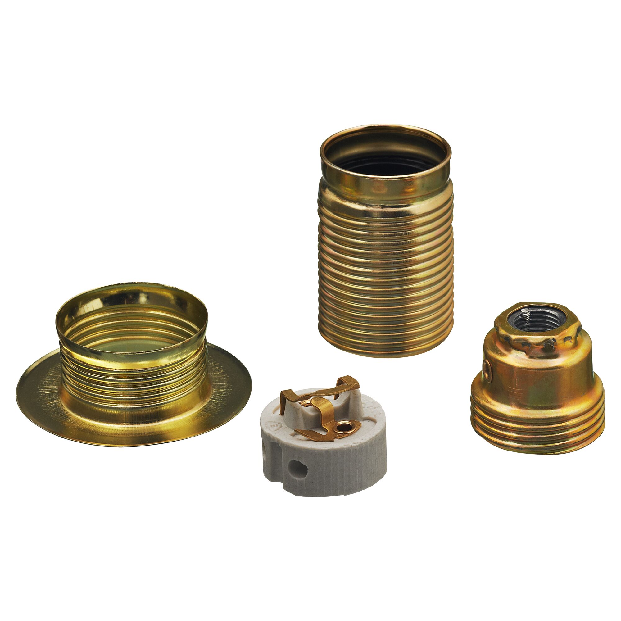 Einzelteile einer Metallfassung E14