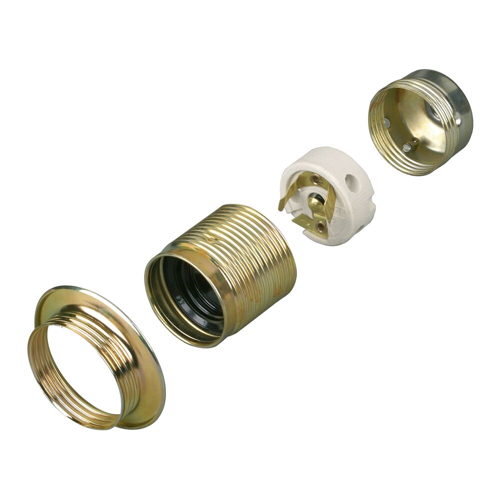 Zerlegte Metallfassung E27