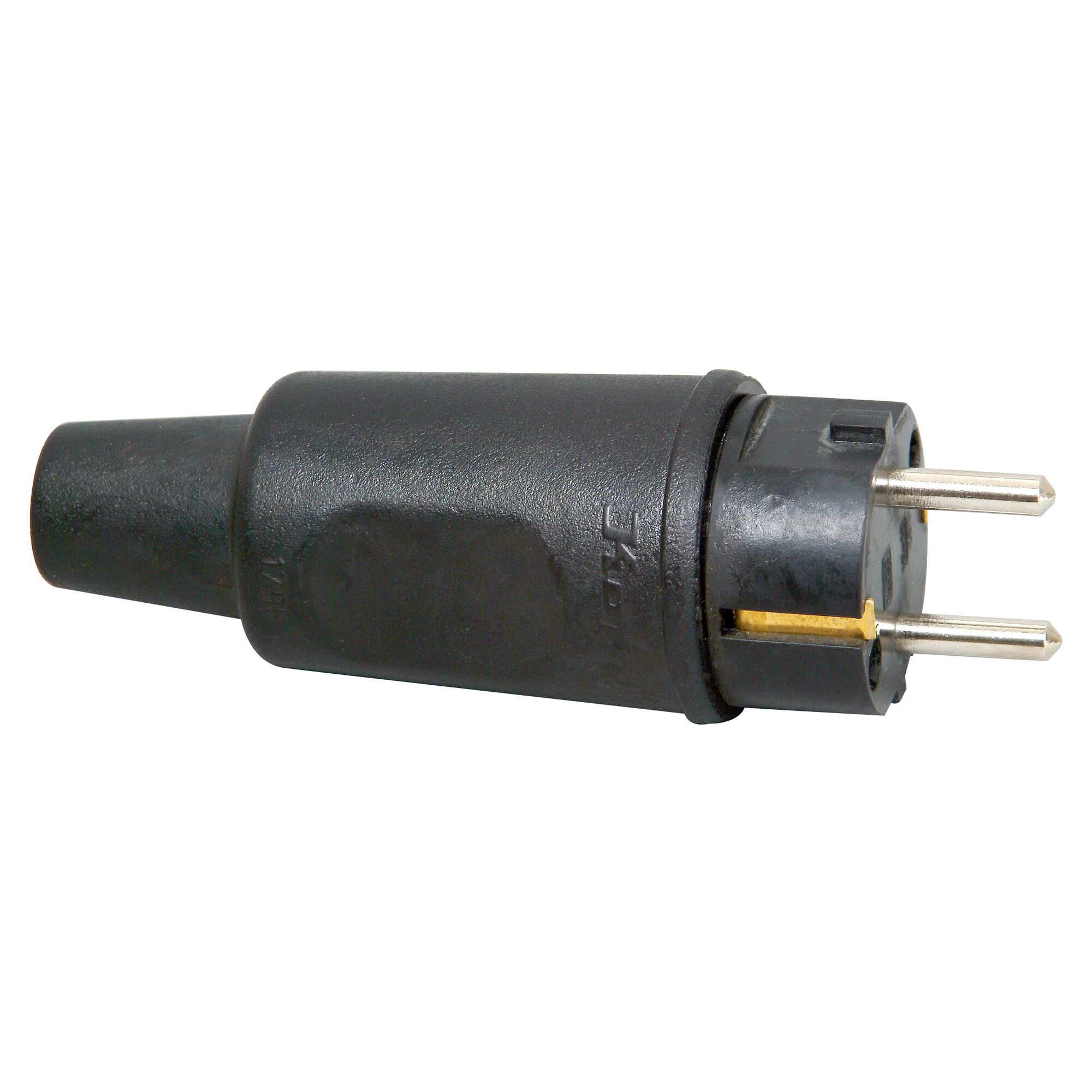 Schwarzer Gummistecker mit zwei Kontaktstiften