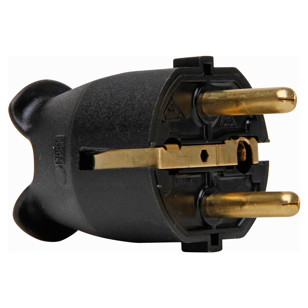 Schwarzer Schutzkontaktstecker
