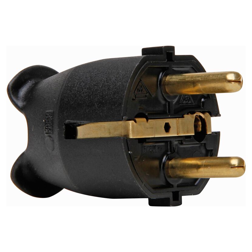 Schwarzer Schutzkontaktstecker