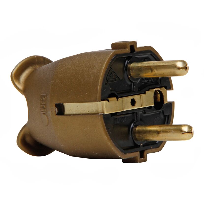 Goldfarbener Schutzkontaktstecker