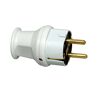 Weißer Schutzkontaktstecker mit goldenen Kontakten