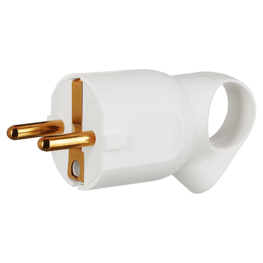 Weißer Schukostecker mit zwei Kontakten
