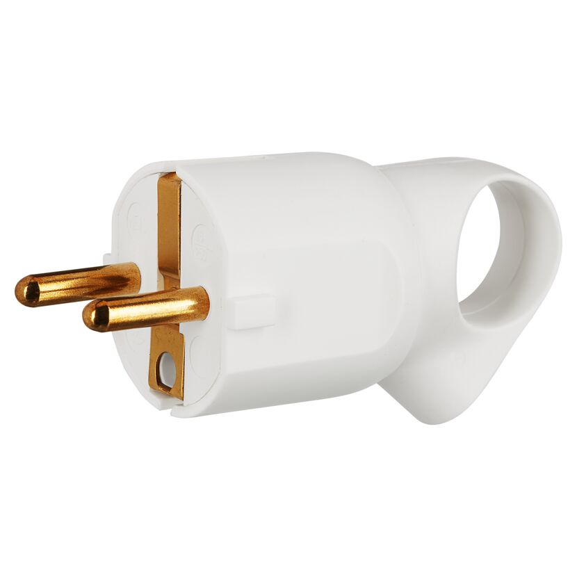 Weißer Schukostecker mit zwei Kontakten