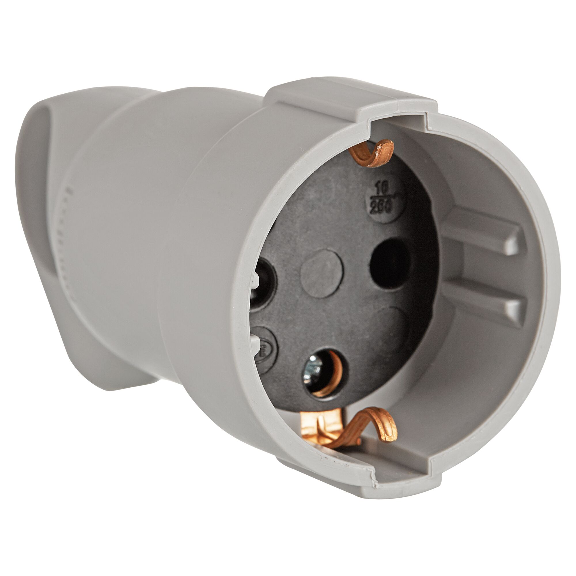 Graue Schuko-Kupplung mit Abzugsgriff