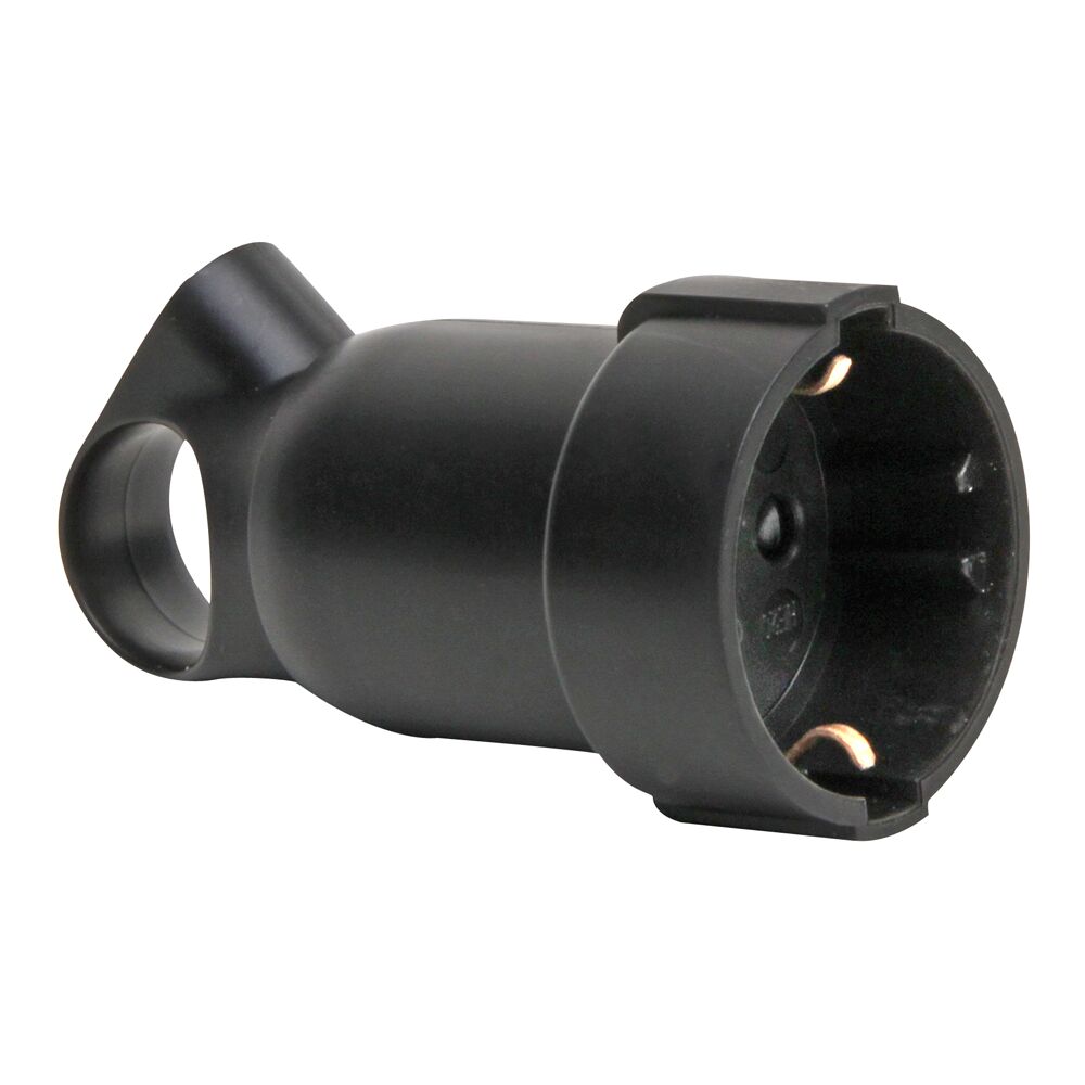 Schwarze Schuko-Kupplung mit Abzugsgriff