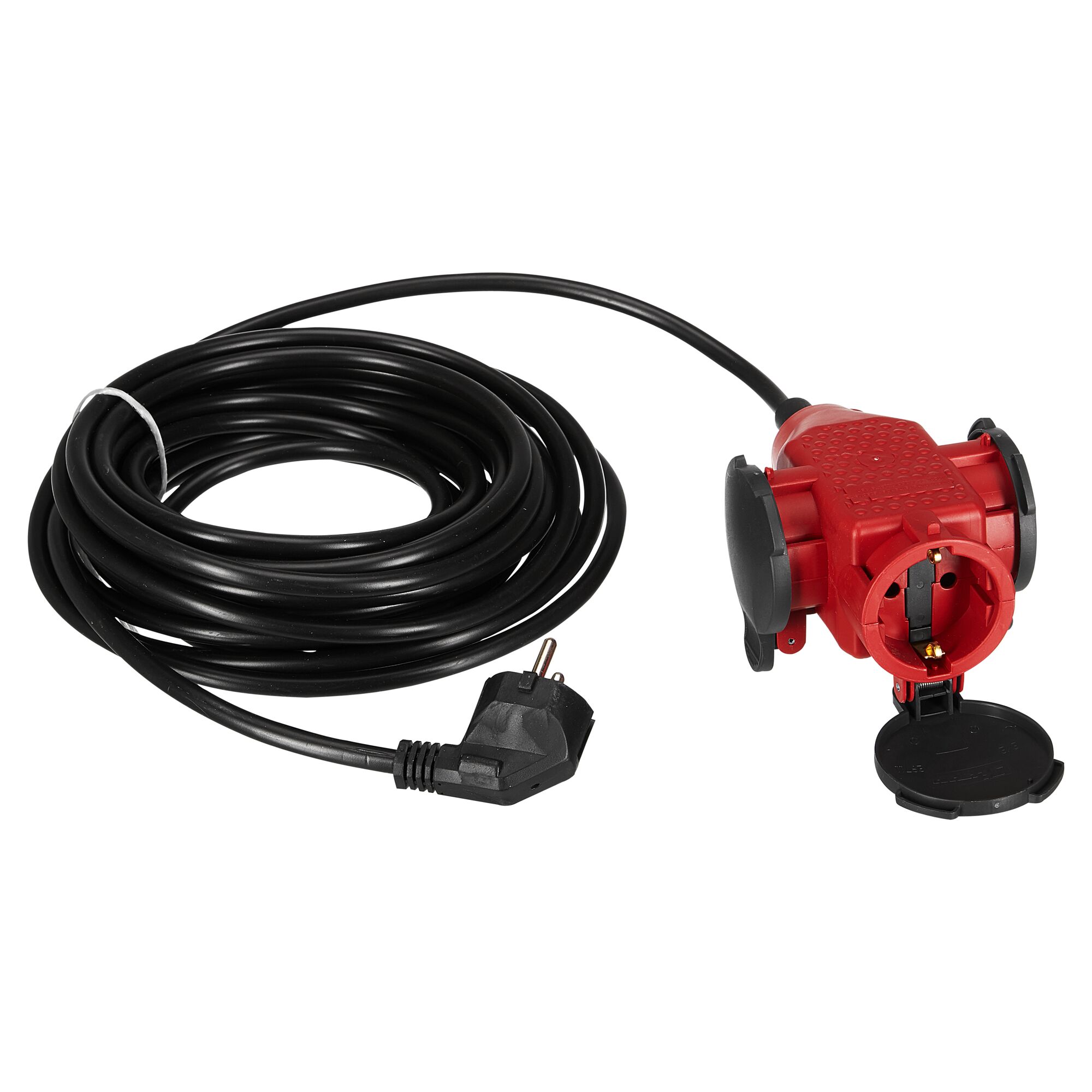 Rote Verlängerung mit Kabel und Stecker