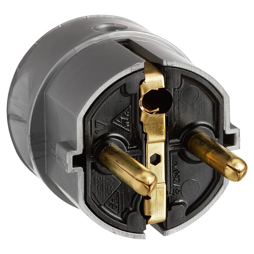 Grauer Winkelstecker 16A / 250V~