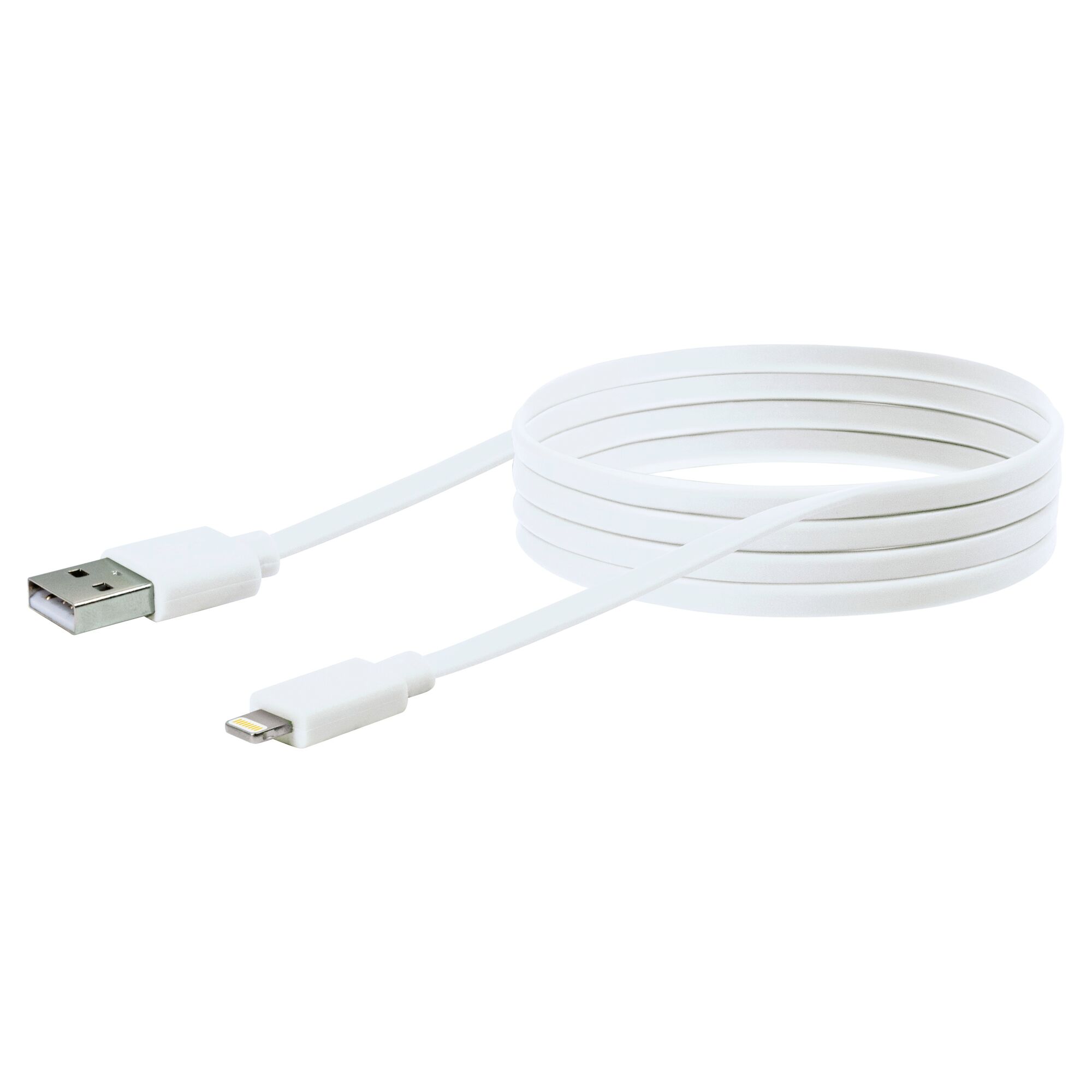 Weißes Lightning Ladekabel, zusammengerollt.