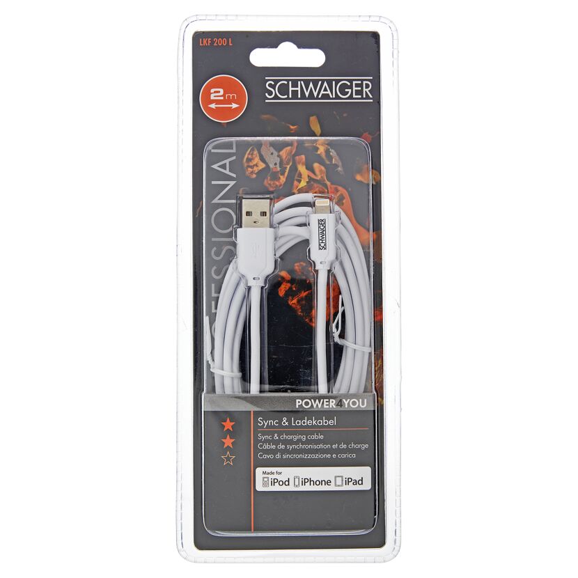 Weißes Sync- und Ladekabel von SCHWAIGER