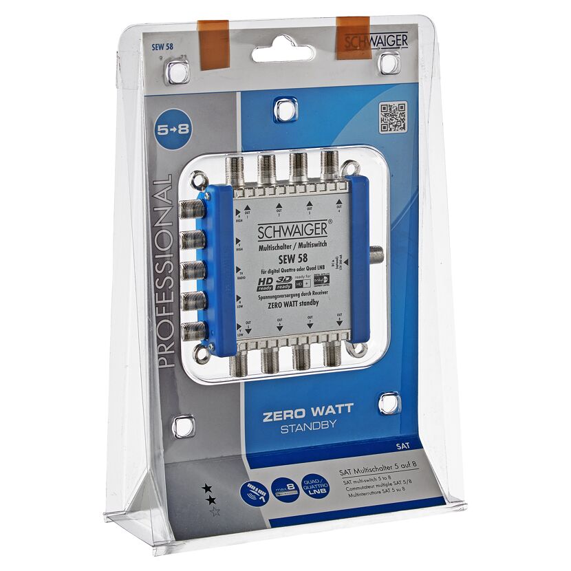 SAT-Multischalter SEW 58 von Schwaiger in Verpackung