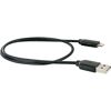 Schwarzes Ladekabel mit USB- und Lightning-Anschluss