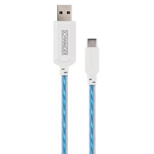 Sync- und Ladekabel USB 3.1 C/USB 2.0 A 80 cm, blau leuchtend