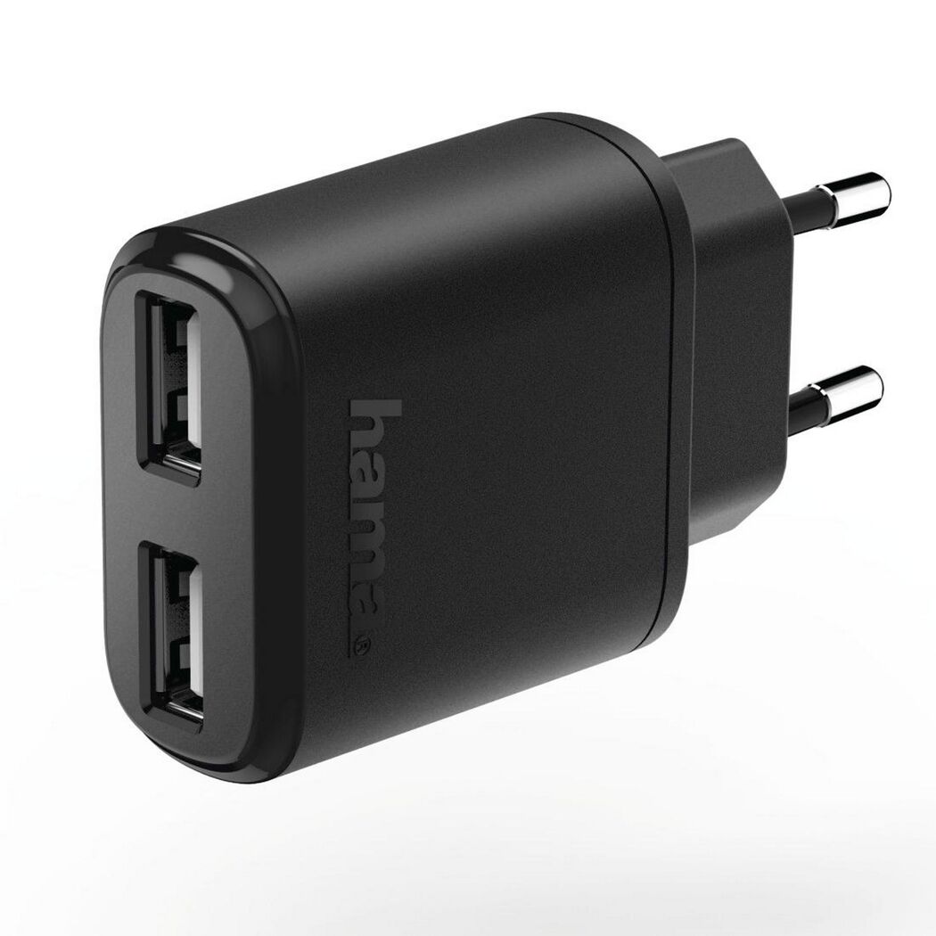 Schwarzes Hama Ladegerät mit zwei USB-Anschlüssen