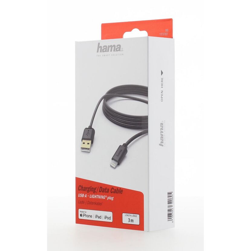 Hama Ladekabel und Datenkabel, USB-A auf Lightning, 3 m