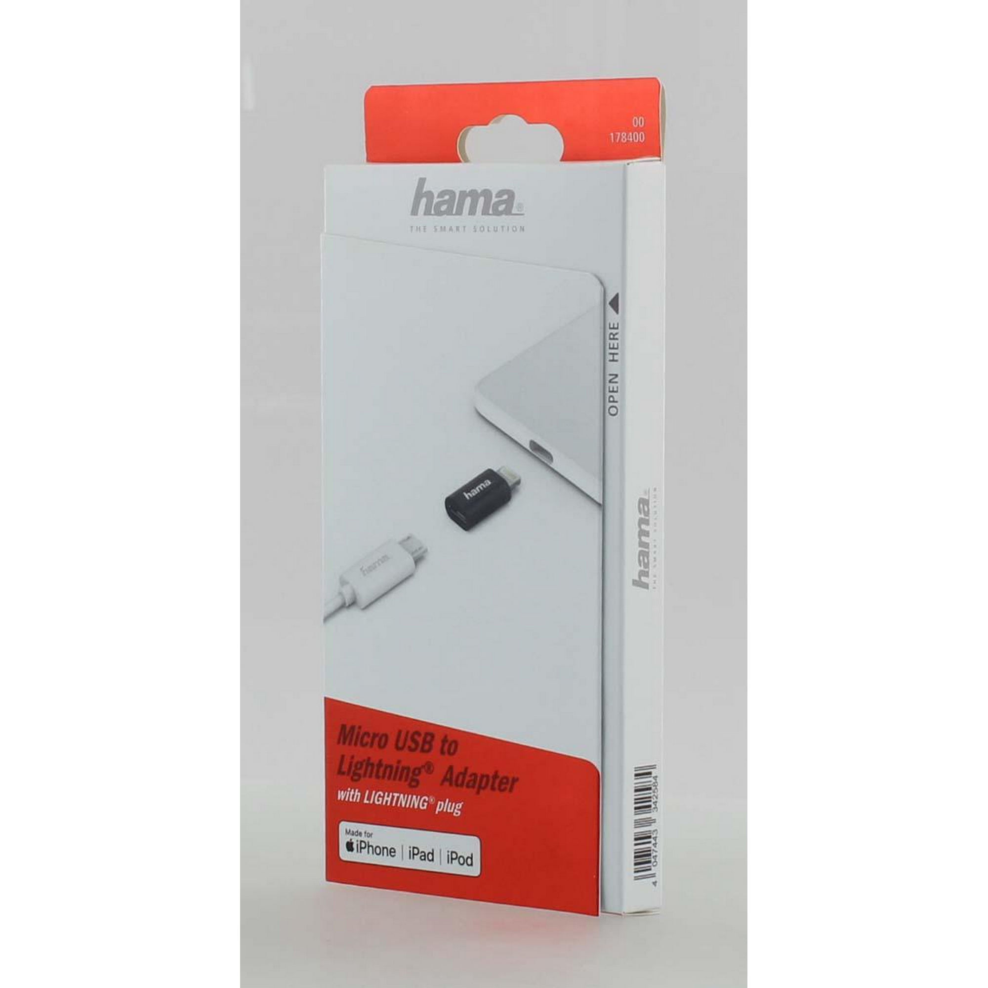 Micro-USB-Adapter schwarz auf Apple® Lightning-Stecker + product picture