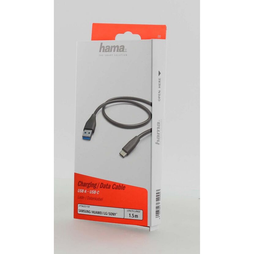 Lade-/Datenkabel schwarz USB-C mit USB-A 1,5 m