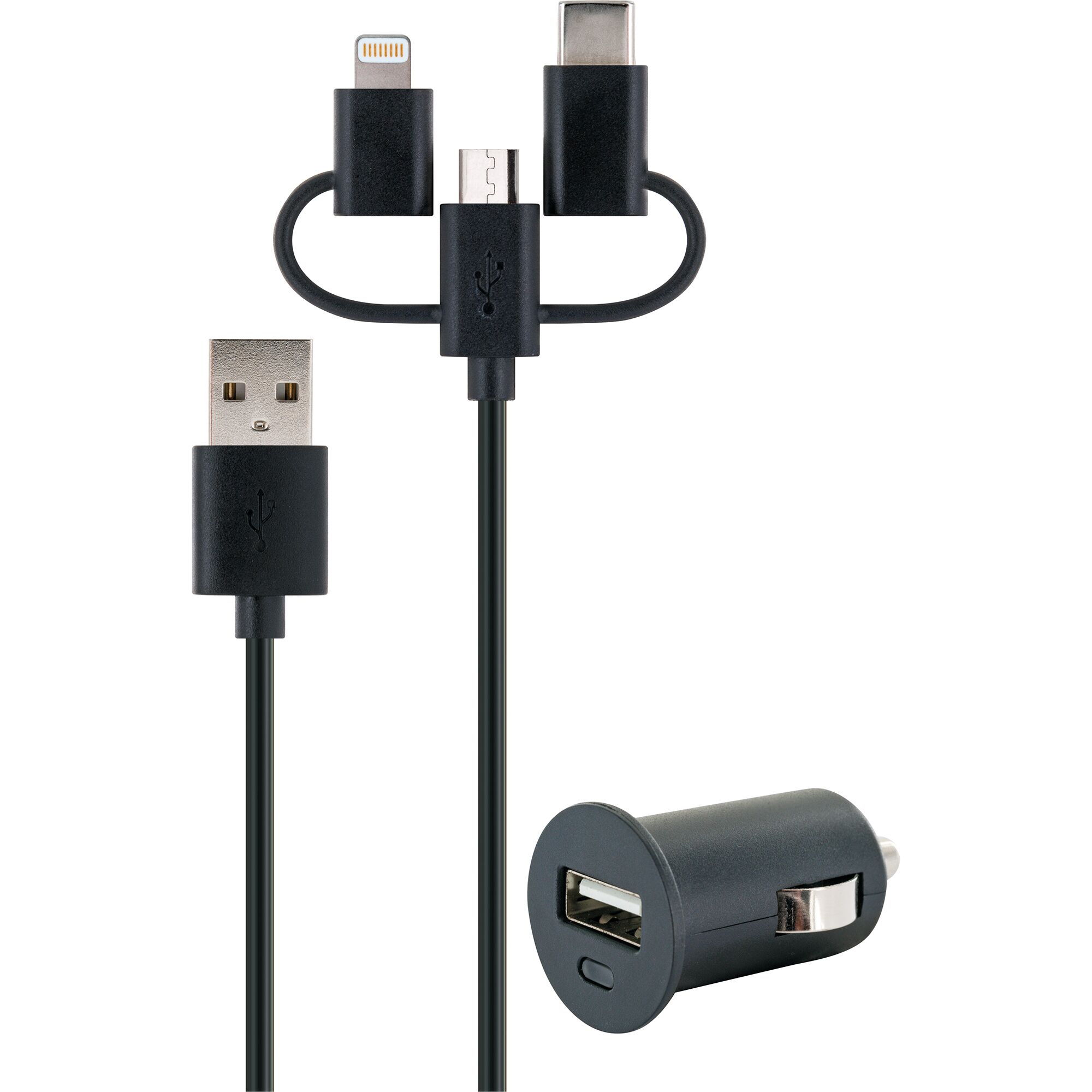 3-in-1-Ladekabel mit USB-Adapter