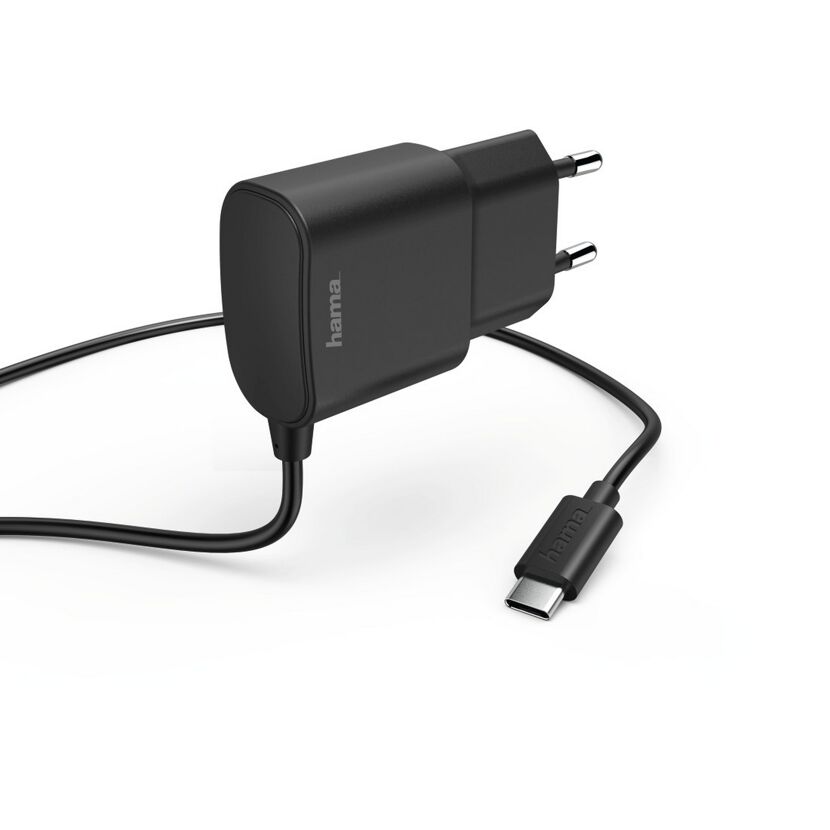 Schwarzes Hama USB-Ladegerät mit Kabel