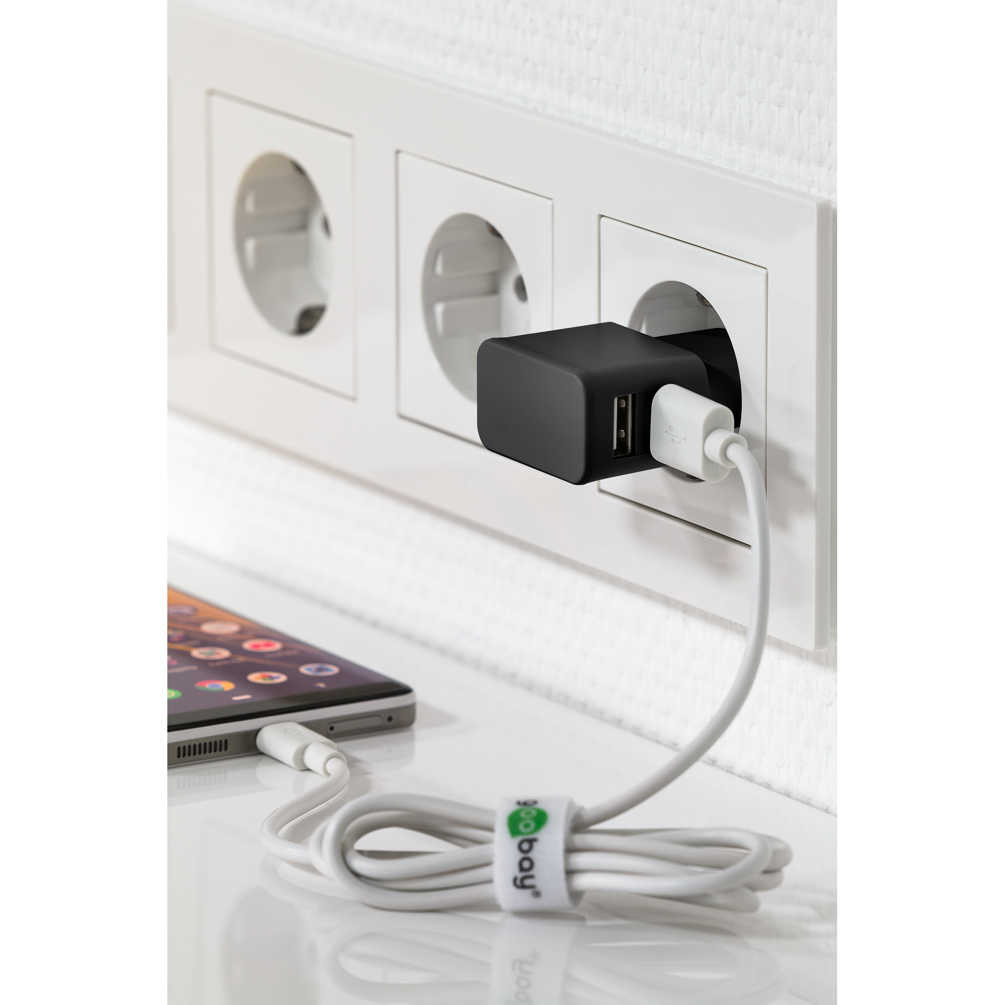 Dual-USB-Ladegerät, MicroUSB Ladekabel + product picture