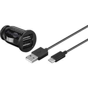 Dual-USB Auto-Ladegerät, 2 USB-Ports, 1 m USB-C Ladekabel
