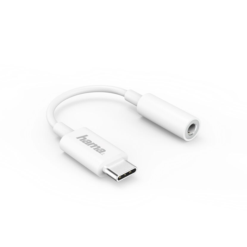 Weißer Hama USB-C Adapter auf 3,5 mm Klinke